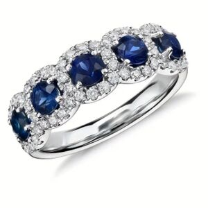 #75 Exquisite Two Colors Inlay Blue and Silver Gemstone Ring